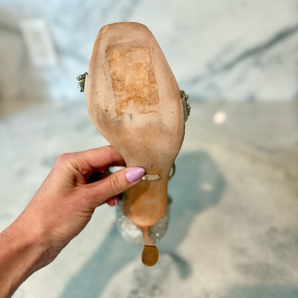 Badgley Mischka Nala Silver Curvy Strappy Stiletto Heels- Size 8.5 - Picture 8 of 9